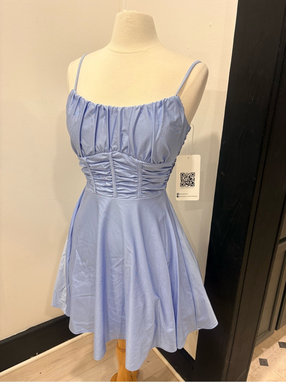 Emerald Sundae Light Blue Spaghetti-Strap Fit & Flare Dress